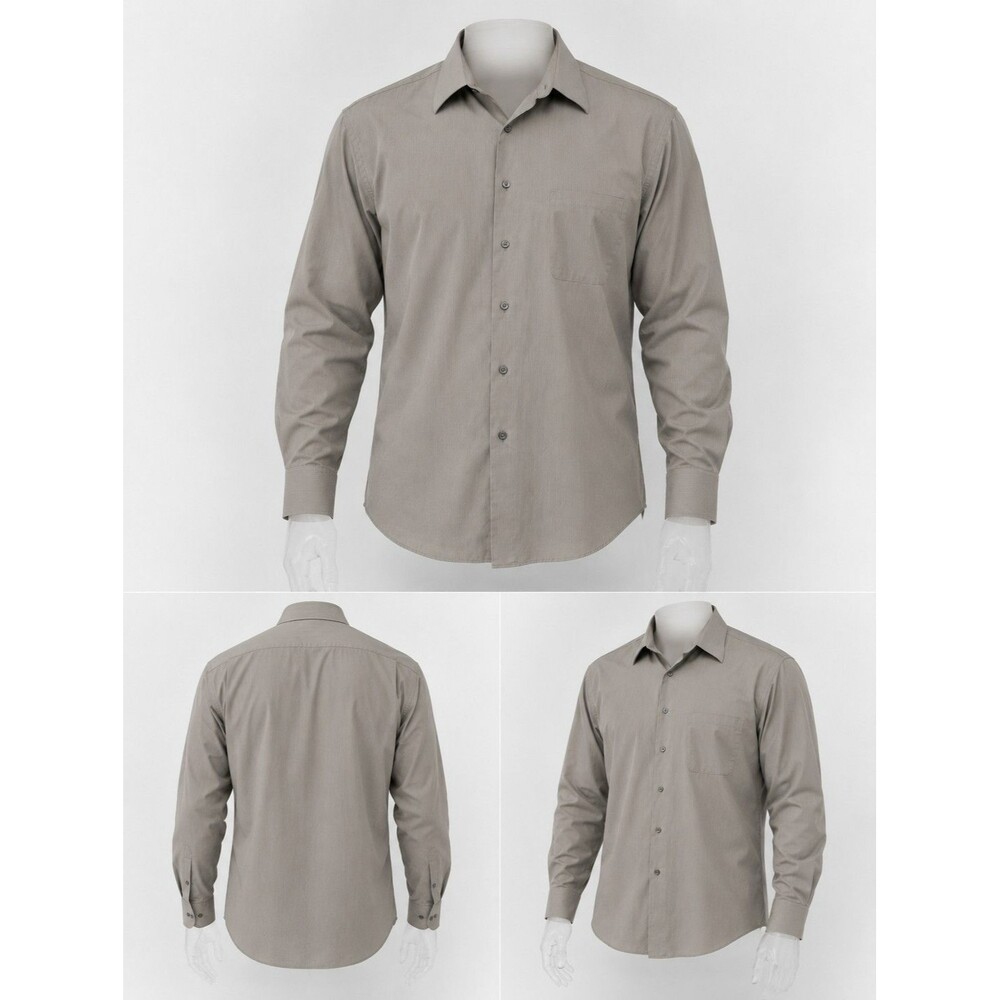 Geoffrey Beene Men's XL Wrinkle Free Taupe Herringbone L/S Dress Shirt Pocket